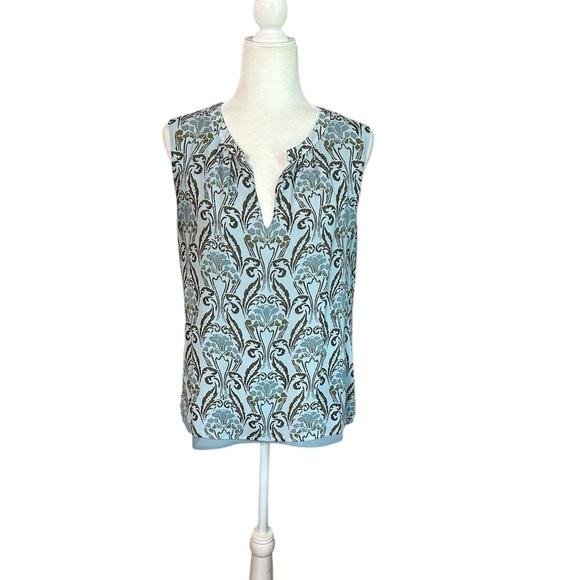 Tory Burch Blue and White Sleeveless Blouse - Picture 6 of 6